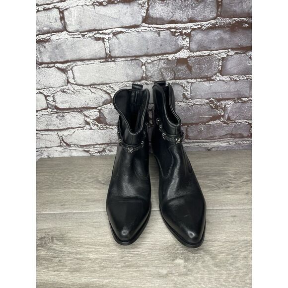 DINGO Black Leather Western Studded Ankle Heel Booties Women Sz 8.5M US/39EU - Picture 7 of 16